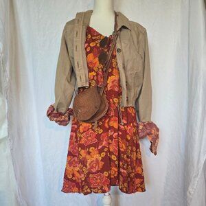 70s Inspired Cider Dress With Flared Sleeves